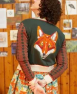 The Talk Farewell Season 15 Natalie Morales Green and Red Printed Cardigan | Trendy Leather Jackets
