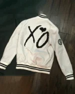 The Weeknd XO Handmade Cosplay White Varsity Jacket | Trendy Leather Jackets