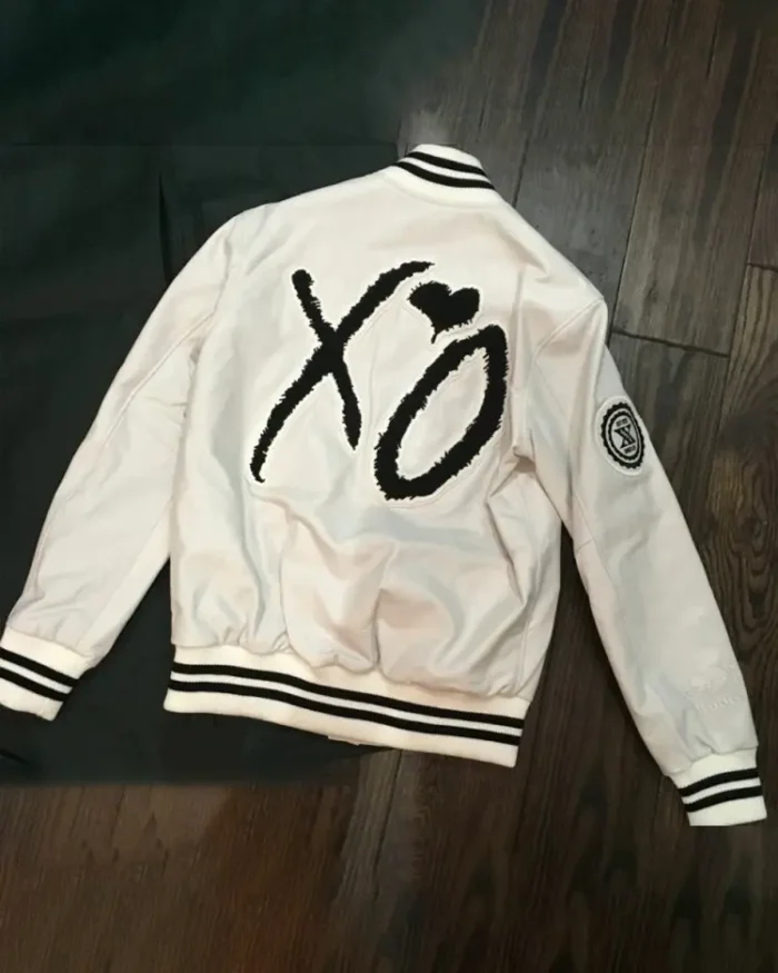 The Weeknd XO Handmade Cosplay White Varsity Jacket | Trendy Leather Jackets