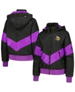 The Wild Collective Minnesota Vikings Black Puffer Hoodie Jacket | Trendy Leather Jackets