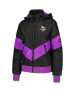 The Wild Collective Minnesota Vikings Black Puffer Hoodie Jacket | Trendy Leather Jackets