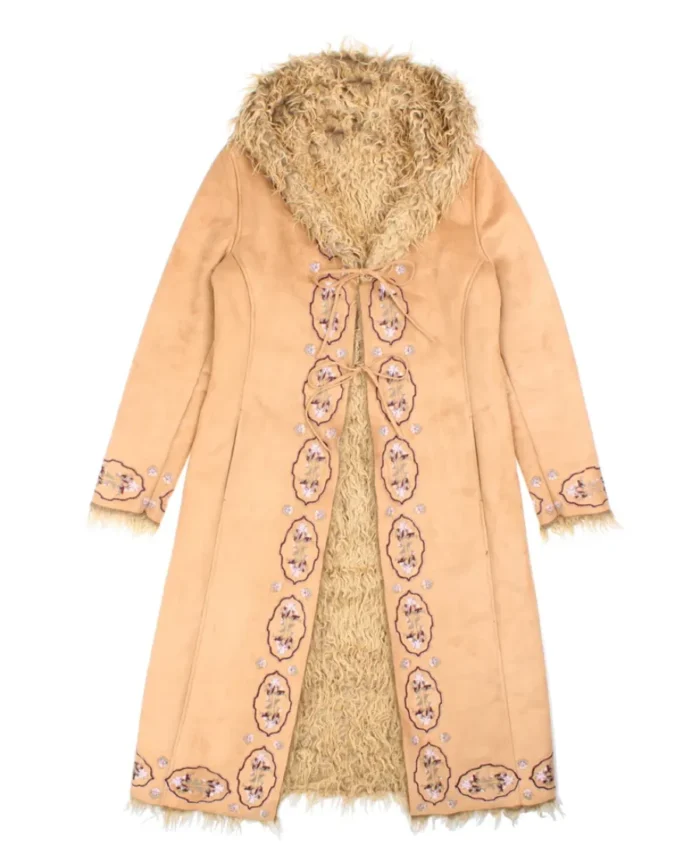 Tie Front Embroidered Afghan Coat | Trendy Leather Jackets