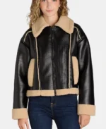Time and Tru Bonded Faux Shearling Bomber Jacket | Trendy Leather Jackets