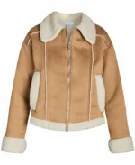 Time and Tru Bonded Faux Shearling Bomber Jacket | Trendy Leather Jackets