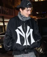 Timothee Chalamet SNL Afterparty Bomber Jacket | Trendy Leather Jackets