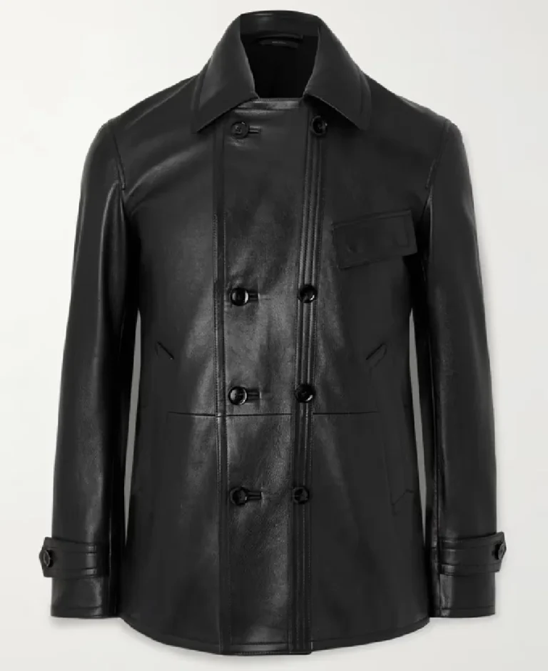 Tom Ford Black Leather Peacoat | Trendy Leather Jackets