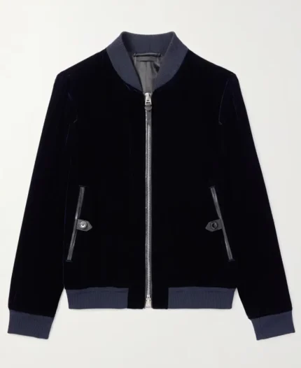 Tom Ford Velvet Navy Bomber Jacket | Trendy Leather Jackets