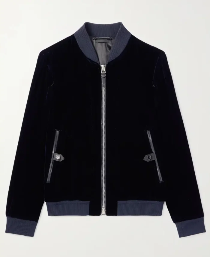 Tom Ford Velvet Navy Bomber Jacket | Trendy Leather Jackets