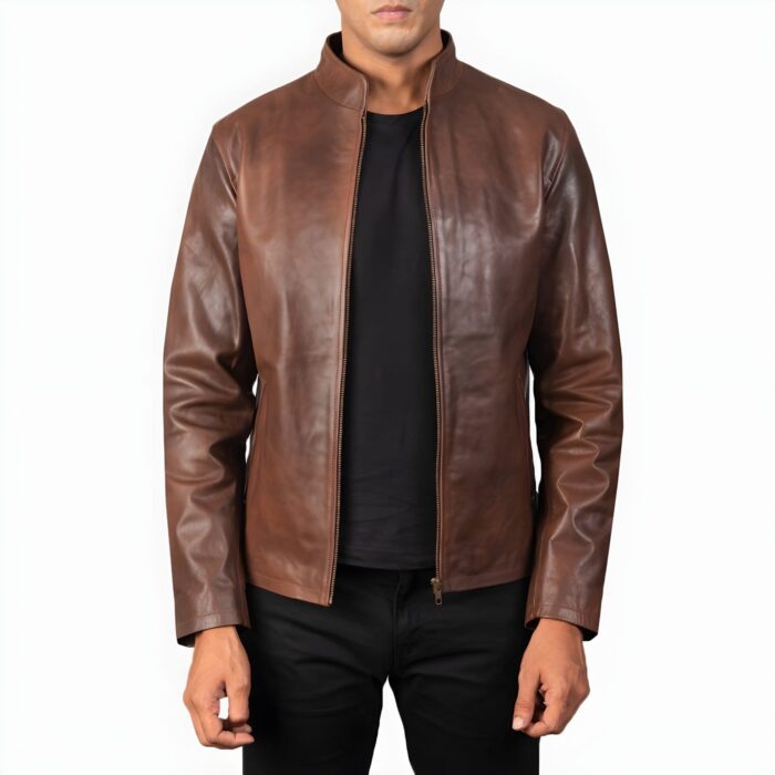 Trendy Alex Brown Leather Biker Jacket | Trendy Leather Jackets
