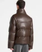 Trendy Puffer Brown Leather Jacket | Trendy Leather Jackets