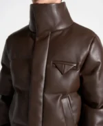 Trendy Puffer Brown Leather Jacket | Trendy Leather Jackets
