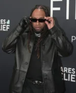 Ty Dolla Grammys Red Carpet Black Leather Coat | Trendy Leather Jackets