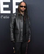 Ty Dolla Grammys Red Carpet Black Leather Coat | Trendy Leather Jackets
