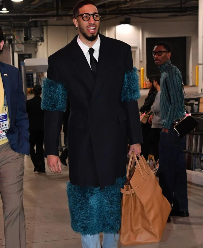 Tyrese Haliburton Black Long Fur Coat | Trendy Leather Jackets