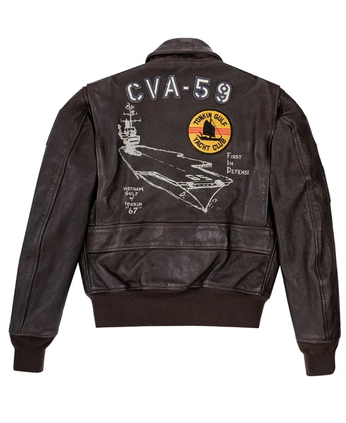 USS Forrestal Carrier Pilot's Vietnam Aviator Flight Jacket | Trendy Leather Jackets