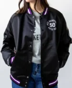 Utah Jazz Origins Black Satin Jacket | Trendy Leather Jackets