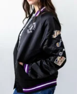 Utah Jazz Origins Black Satin Jacket | Trendy Leather Jackets