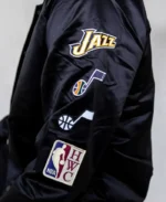 Utah Jazz Origins Black Satin Jacket | Trendy Leather Jackets