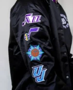 Utah Jazz Origins Black Satin Jacket | Trendy Leather Jackets