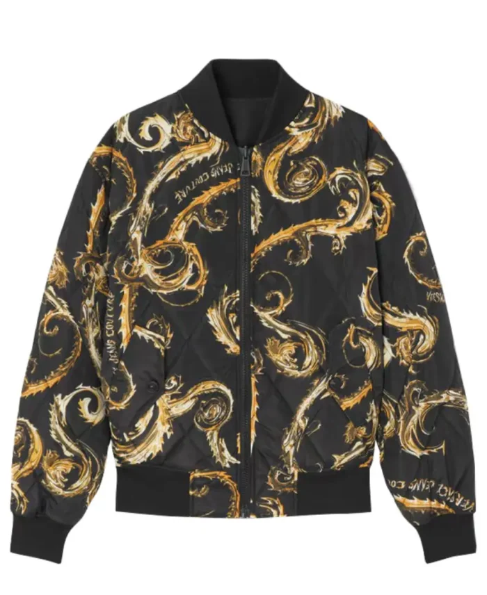 Versace Jeans Chromo Couture Reversible Bomber Jacket | Trendy Leather Jackets