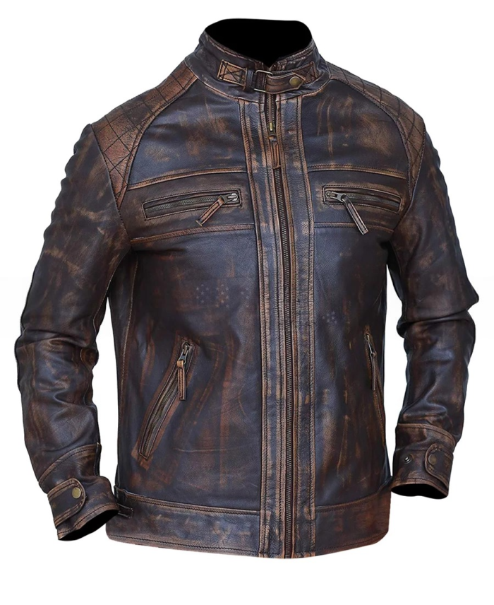 Vintage Cafe Racer Distressed Brown Leather Jacket | Trendy Leather Jackets