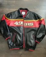 Vintage San Francisco 49ers NFL Faux Leather Bomber Jacket | Trendy Leather Jackets
