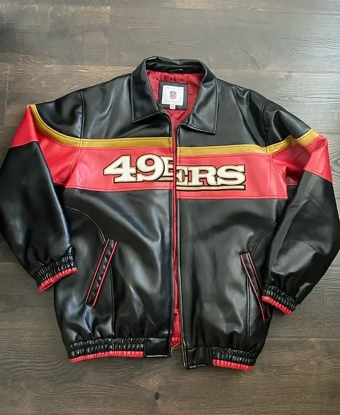 Vintage San Francisco 49ers NFL Faux Leather Bomber Jacket | Trendy Leather Jackets