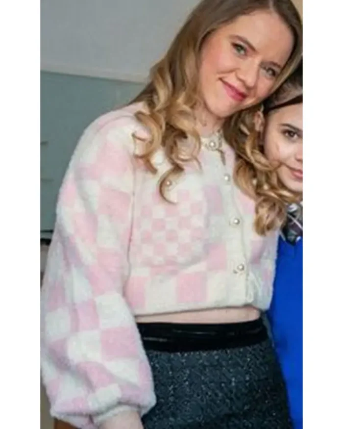 Waterloo Road Katie Griffiths Checkered Cropped Top | Trendy Leather Jackets