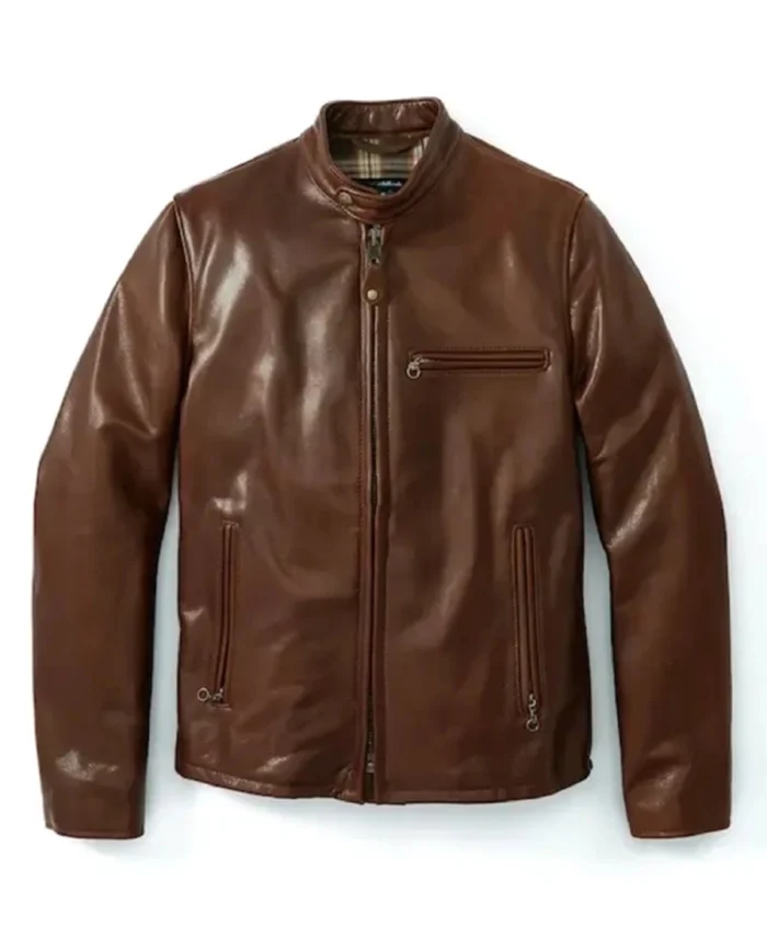 Waxed Natural Pebbled Cowhide Cafe Leather Jacket | Trendy Leather Jackets