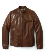 Waxed Natural Pebbled Cowhide Cafe Leather Jacket | Trendy Leather Jackets