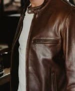 Waxed Natural Pebbled Cowhide Cafe Leather Jacket | Trendy Leather Jackets