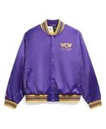 WCW Purple Quilted Satin Jacket | Trendy Leather Jackets