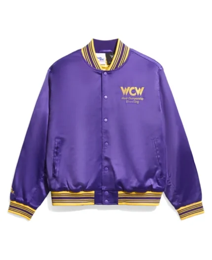 WCW Purple Quilted Satin Jacket | Trendy Leather Jackets
