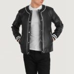 Willis Black Leather Varsity Jacket - TLJ