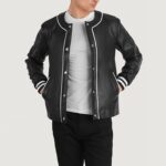 Willis Black Leather Varsity Jacket - TLJ