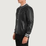 Willis Black Leather Varsity Jacket - TLJ