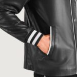 Willis Black Leather Varsity Jacket - TLJ