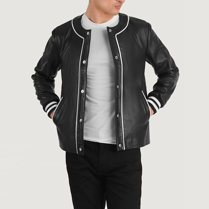 Willis Black Leather Varsity Jacket - TLJ