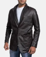 Wine Black Leather Blazer | Trendy Leather Jackets