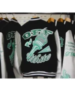 WNBA Off White X New York Liberty Varsity Jacket | Trendy Leather Jackets