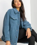 Women Teddy Trucker Sherpa Jacket | Trendy Leather Jackets
