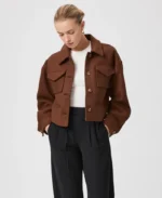Women's Ashtyn Brown Wool Jacket | Trendy Leather Jackets