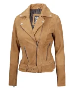Women's Brown Asymmetrical Suede Biker Jacket | Trendy Leather Jackets