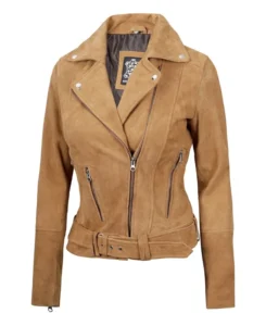 Women's Brown Asymmetrical Suede Biker Jacket | Trendy Leather Jackets