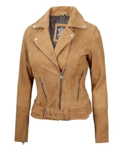 Women's Brown Asymmetrical Suede Biker Jacket | Trendy Leather Jackets