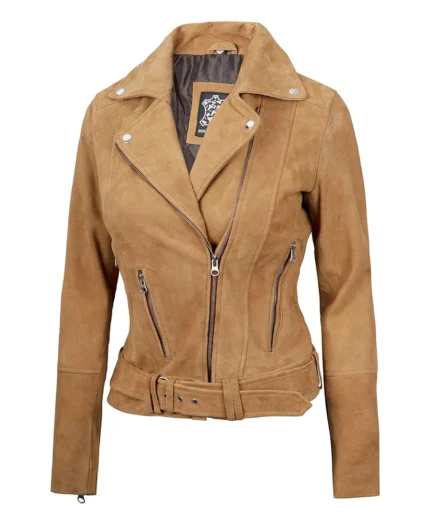 Women's Brown Asymmetrical Suede Biker Jacket | Trendy Leather Jackets