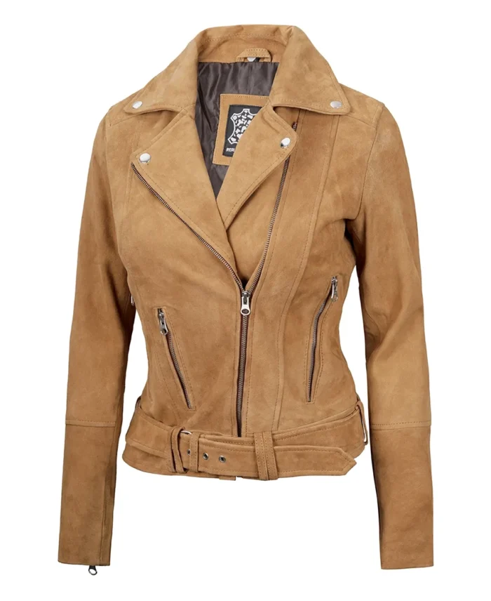 Women's Brown Asymmetrical Suede Biker Jacket | Trendy Leather Jackets