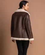 Women's Brown Sherpa Lined Aviator Jacket | Trendy Leather Jackets