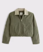 Women's Cropped Twill Workwear Jacket | Trendy Leather Jackets