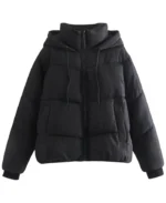 Women's Gihuo Crop Hooded Puffer Jacket | Trendy Leather Jackets